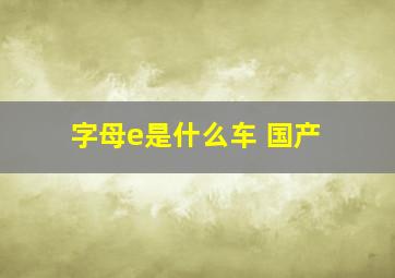 字母e是什么车 国产